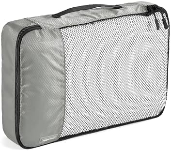 Amazon Basics Packing Cubes for Suitcases, Travel Organisers, Zipper, 4-Piece Set Bags, Large/Medium/Small/Slim, Gray - Image 4