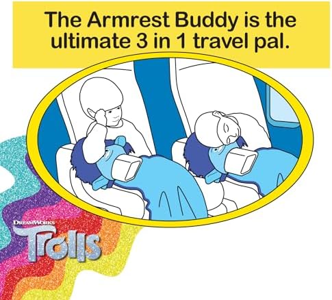Trolls Armrest Buddy Stuffed Plush Travelling Toy With Blanket 13” - Kids Ultimate Travel Pillow Companion Set (Branch) - Image 2