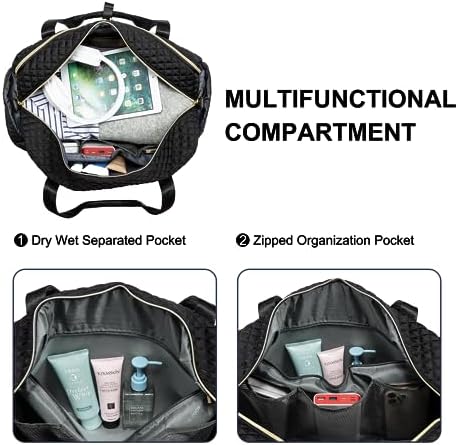 LOVEVOOK Travel Duffle Bag for Women, Weekend Overnight Bags with Cosmetic Bag, Large Waterproof Ladies Holdall for Hospital Maternity Gym, Carry On Flight Womens, Black - Image 4