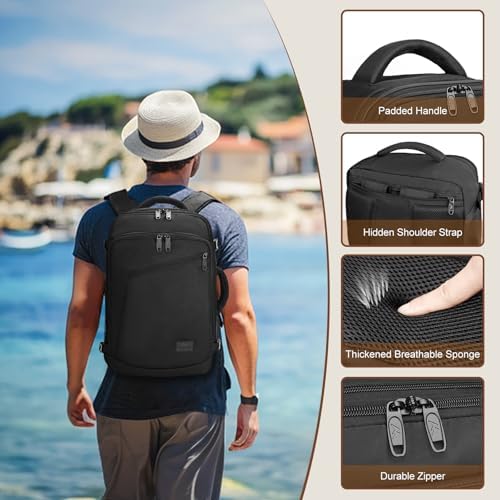MATEIN Expandable Ryanair Cabin Bags 40x20x25 Underseat, Travel Backpack Cabin Size 20L, Ryanair Underseat Bag 40x20x25, Rucksack for Plane Hand Luggage Backpack, Casual Daypack for Airlines, Black - Image 7