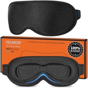2025 Innovative Sleep Mask for Men and Women, Trilancer 3D 100% Light Blocking Design, Comfortable Eye mask, Blackout Blindfold for Sleeping, Nap, Meditation, Travel (Black)