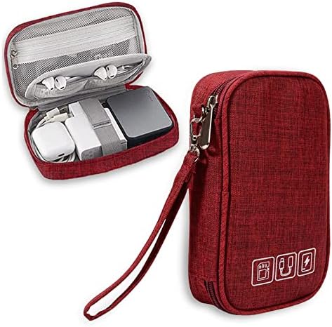 Small Travel Cable Organiser Bag, Cable Pouch, Electronics Accessories Organizer Carry Bag, 3 Layers Pouch Storage All-in-One Gadget Storage Bag for Cable, Cord, Charger, Phone, Earphone
