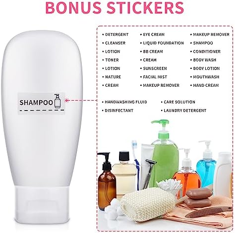 Thinp 4 Pack Travel Bottles for Toiletries, 60ml Portable Leak Proof Travel Containers for Toiletries Travel Toiletry Bottles Refillable Squeeze Bottles for Shampoo Body Lotion Bath Shower Gel - Image 5