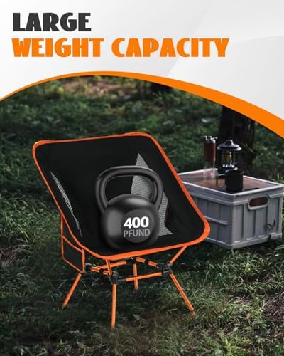Ultralight Folding Camping Chairs, Compact Folding Chairs with Both Side Breathable Mesh & Side Pocket, Backpack, Aluminum Bracket, for Outdoor Camping, Travel, 150KG Load Capacity - Image 4