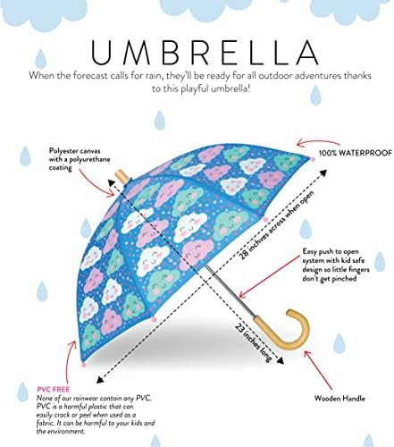 Hatley Girl's Printed Umbrella, Cheerful Clouds, One Size - Image 3