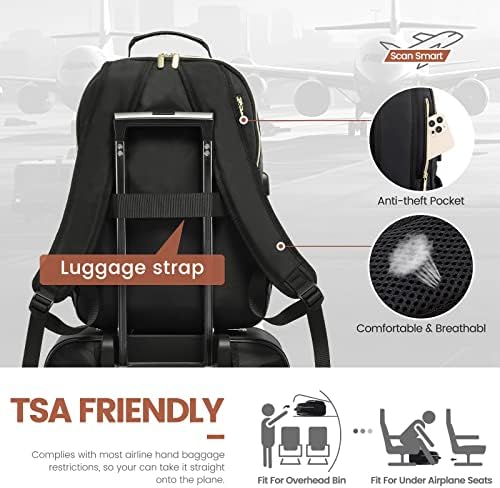 LOVEVOOK Laptop Backpack for Women 15.6 Inch, Womens Backpack for Work Business Travel School College With USB Port, Lightweight Back Pack Computer Laptop Rucksack-Black - Image 5