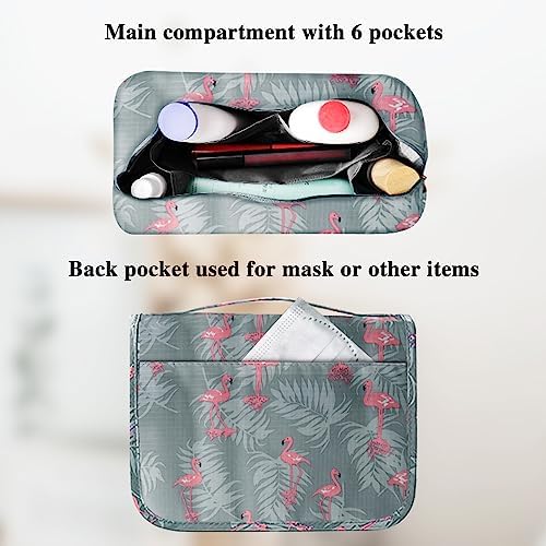 Hanging Toiletry Bag, Travel Wash Bag Womens Cosmetic Bag Waterproof Shaving Bag Toiletries, Shower Bathroom with Handle (Flamingo) - Image 4