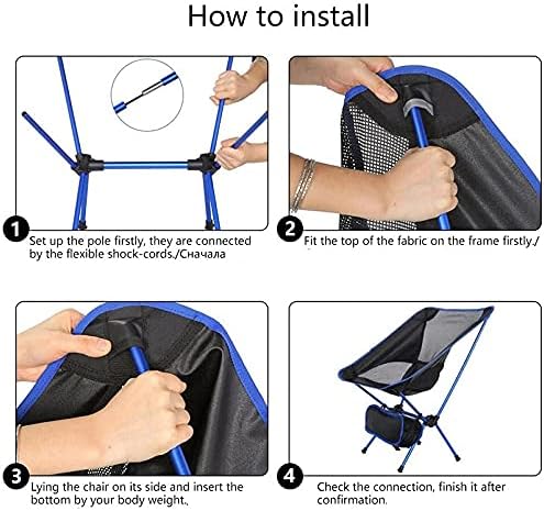 Portable Folding Camping Chair, Compact Collapsible Backpacking Chair Beach Chair with Carry Bag for Outdoor Hiking Fishing Picnic (Orange) - Image 6