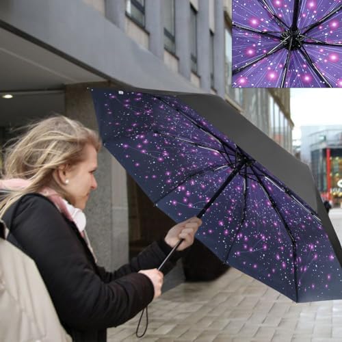 Travel Umbrella, Windproof Automatic Umbrella, 8 Ribs Compact Travel Folding Umbrella, Auto Open/Close, Portable Umbrella for Men&Women - Image 5