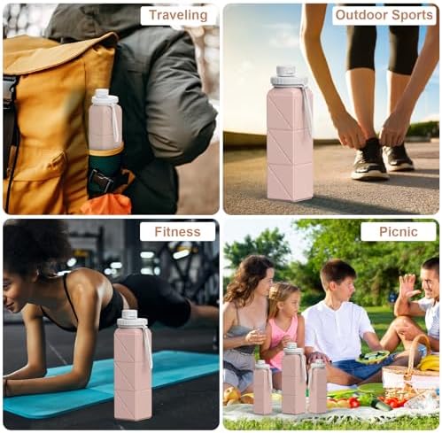 Collapsible Water Bottles,Leak-Proof Silicone Bpa Free Bottles,Durable & Foldable Lightweight Outdoor Portable Reusable Water Bottle For Sports Gym,Travel, Camping,Detachable For Dishwasher - Image 8