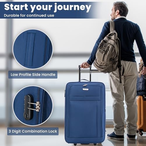 29" Large Suitcase Super Lightweight Luggage Combination Lock 20% Expandable 2 Wheel Soft Shell Check in Luggage for 23kg - Image 3