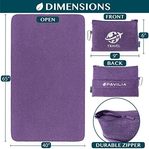 PAVILIA Soft Compact Travel Blanket and Pillow, Foldable Airplane Blanket in Bag, Lightweight Portable Flight Blanket Set with Luggage Strap, Camping Plane Car Home Office Gift Accessories, Purple - Image 6