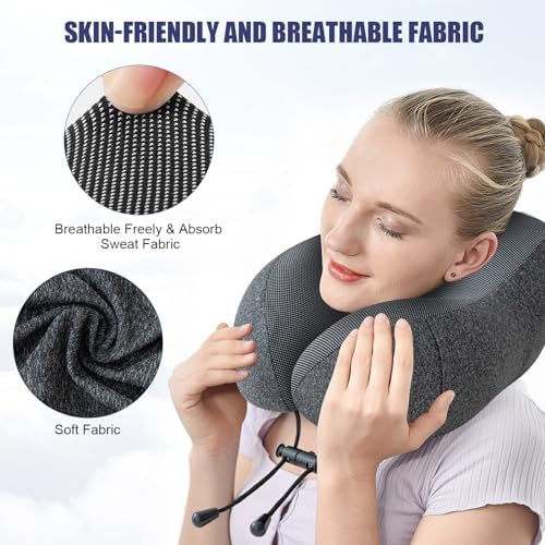 Travel Pillow for Airplane, Neck Pillow for Travel, Memory Foam Travel Neck Pillow for Adults, Soft & Lightweight Flight Pillow, Ergonomic Neck Cushion With Carry Bag - Image 3