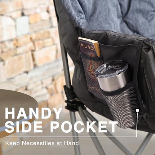 EVER ADVANCED Camping Chair Double for Adults 6cm Padded 320kg Folding 2 Seater Sofa with Side Pocket Dining Garden Chair Outdoor Heavy Duty Luxury Fishing Chair Portable Oversized Comfy Loadable - Image 7