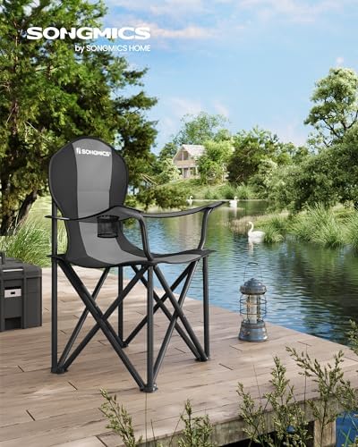 SONGMICS Foldable Camping Chair, with Comfortable Sponge Seat, Cup Holder, Heavy Duty Structure, Max Load Capacity 250 kg - Image 2