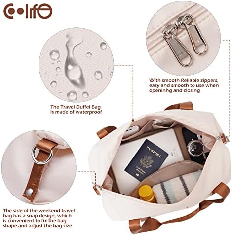 COOLIFE Travel Duffel Bag, Weekend Bag with Trolley Sleeve, Cabin Bag 40x20x25 for Ryanair Airlines, Dry & Wet Seperated Sports Gym Bag Carry On Bag Sports Bag (White, 2 Piece Set) - Image 6