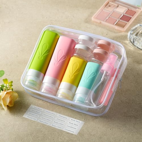 INSFIT 17 Pack Silicone Travel Bottles Set - CAA Compliant Leakproof Toiletries Containers, Reusable Travel Size Accessories for Women & Men, Airplane Essentials, Shampoo Lotion Organizer - Image 6