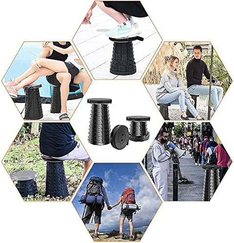 Portable Telescopic Stool, Retractable Folding Stool, Folding Stool Camping Lightweight Stool,for Garden Beach Picnic Outdoor Camping BBQ Fishing Hiking Maximum Load 397 lb (Black) - Image 3