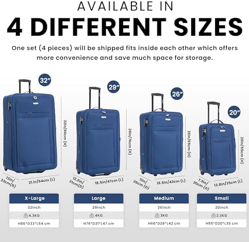 29" Large Suitcase Super Lightweight Luggage Combination Lock 20% Expandable 2 Wheel Soft Shell Check in Luggage for 23kg - Image 9