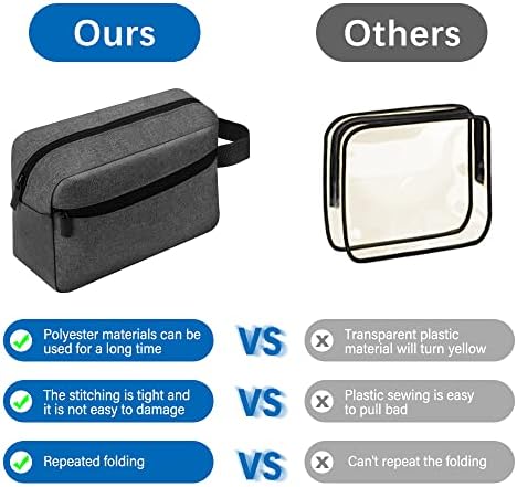 Toiletry Bag for Men, Portable Travel Wash Bag Waterproof Shaving Bag Toiletries Accessories Cosmetic Bag Make Up Bag, Gym Shower Bathroom Makeup Bag with Handle (Grey) - Image 4