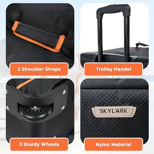 Skylark 32" Large Suitcase Lightweight Wheeled Duffle Bag Holdall Luggage Travel Bag 2.8kg 120L Black - Image 4
