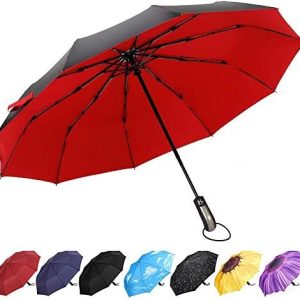 YumSur Compact Umbrella - Travel Folding Umbrella Fast Drying, Windproof Reinforced Frame, Automatic Open & Close, Double Canopy, Lightweight 10 Ribs Umbrella for Men, Women, Children