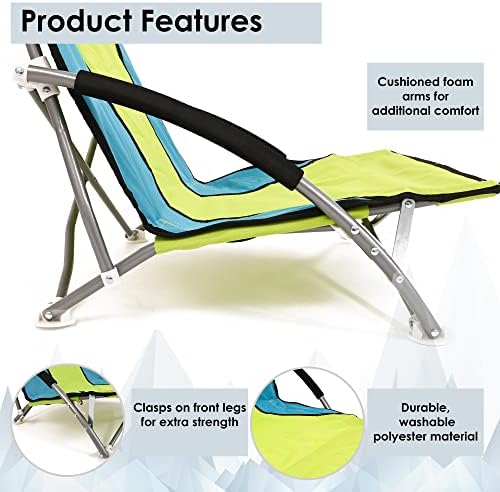 Nalu Folding Low Camping Chair Lightweight Foldable Portable Garden Beach Seat - Green - Image 4