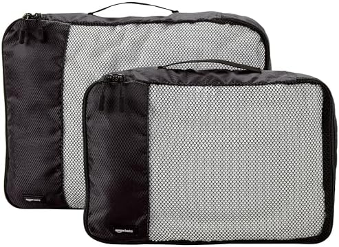 Amazon Basics Packing Cubes for Suitcases, Travel Organisers, Zipper, 4-Piece Set Bags, 2 Large and 2 Medium, Black - Image 2