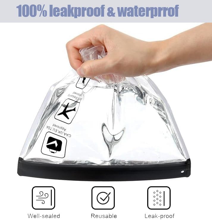 5PC Reusable Airport Security Liquids Bags 20X20cm TSA Approved Clear Travel Toiletries Bag,Hand Luggage Regulations Liquids Wash Bag Travel Accessorie Holiday Essentials for Women/Men - Image 6