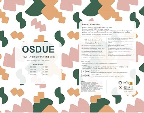 OSDUE Travel Organisers, 8pcs Packing Cubes for Suitcases, Travel Luggage Packing Organizers, Waterproof Travel Essentials Bag, Clothes Shoes Cosmetics Toiletries Storage Bags, Travel Accessories - Image 10