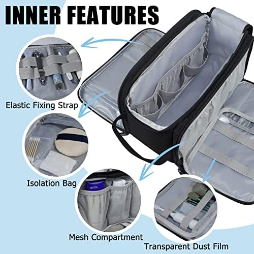 Gloppie Water- Resistant Toiletry Bag for Men - Portable Travel Wash Bag Toiletries Cosmetic Organizer Make up Bag - Foldable Shaving Dopp Kit Gym Bags Shower Bathroom Accessory(Black) - Image 5
