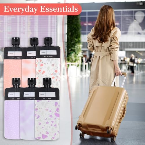 Sibba 6 Pcs Leak Proof Empty Squeeze Pouches 3 oz Portable Shampoo Liquid Container Refillable Travel Size Containers TSA Approved Travel Bottles Makeup Packing Bag for Lotion Face Cream Hand Soap - Image 6