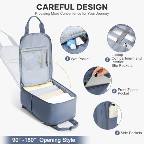 Ryanair Cabin Bags 40x20x25 Underseat Travel Backpack Cabin Size Bag 45x36x20 New Easyjet Backpack Carry on Backpacks for Airplanes Rucksack for Plane Hand Luggage Women Men,Blue Purple S - Image 3