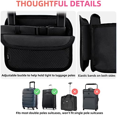 WALNEW Luggage Travel Cup Holder, Hands-free Drink Caddy Attachment Drinks Carrier for Drink Beverages Coffee Mugs fits Roll on Suitcase Handles Travel Accessories Black - Image 6