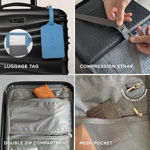 AVIO Wave Cabin Suitcase 45x36x20cm - Lightweight Double Wheel Luggage Bag, 2 Internal Pockets, Telescopic Handle 3 Heights, Durable ABS Hard Shell - Approved by Most Airlines - Image 7