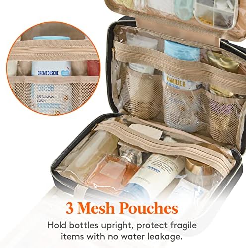 Lifewit Travel Toiletry Bag, Large Hanging Makeup Bag Organizer for Women, Transparent Travel Cosmetic Bag with Hanging Hook for Full Size Bottles, Vacation Essentials, Medium, Black - Image 5