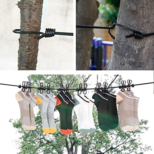 Portable Clothesline,Retractable Clothesline for Travel,Clothing line with 12 Clothes Clips,for Indoor Laundry Drying line,Outdoor Camping Accessories (black) - Image 4