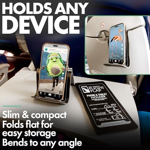 Foldable Airplane Phone Holder - Flexible Mobile Stand for Desk & Bed - Travel Essentials (Black) - Image 3