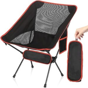 Folding Camping Chairs, Ultralight Portable Chairs with Carry Bag,Lightweight Camping Chair for , Camping, Picnic, Fishing, Hiking,Travel,Heavy Duty 120kg Capacity, Black, 59 x 52 x 64 cm