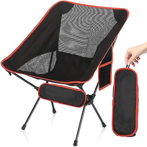 Folding Camping Chairs, Ultralight Portable Chairs with Carry Bag,Lightweight Camping Chair for , Camping, Picnic, Fishing, Hiking,Travel,Heavy Duty 120kg Capacity, Black, 59 x 52 x 64 cm