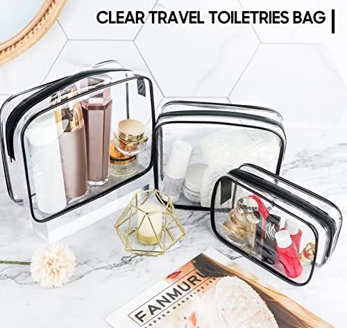 Clear Travel Toiletries Bag, 3 PCS Portable Waterproof Toiletry Bags for Women and Men, Clear Makeup Bags PVC Cosmetic Bag, Travel Accessories Wash Bag for Travelling and Holiday - Image 5