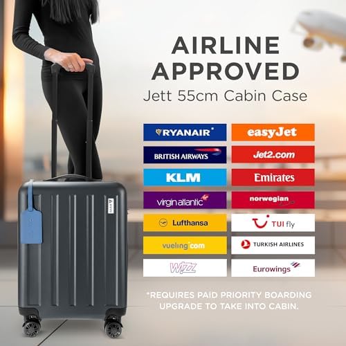 AVIO Jett Cabin Suitcase 55x40x20cm - Lightweight Double-Wheel Luggage Bag, 2 Internal Pockets, Telescopic Handle w/ 3 Heights, Durable ABS Hard Shell - Approved by Most Airlines - Image 4