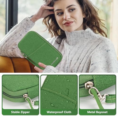 Passport Holder Travel Wallet, Large Capacity Travel Document Holder, RFID Blocking Waterproof Portable Travel Wallet Organiser for Cash Passport ID Card Credit Cards Ticket Pen, Green - Image 5