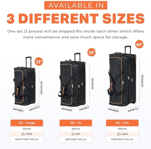Skylark 32" Large Suitcase Lightweight Wheeled Duffle Bag Holdall Luggage Travel Bag 2.8kg 120L Black - Image 7