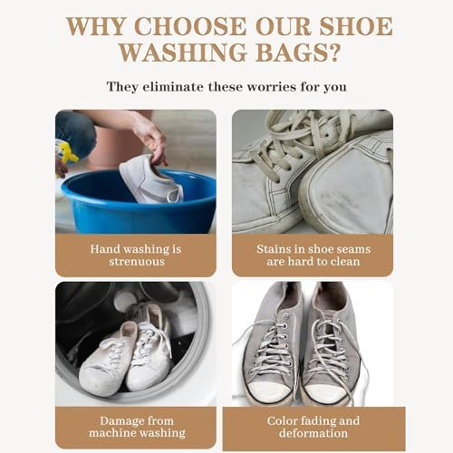 Shoe washing machine bag neaker Cleaning shoe dryer Laundry shoe bag ,Reusable,Shoe washing bag for washing machine and dryer (Light gray 1PCS) - Image 4