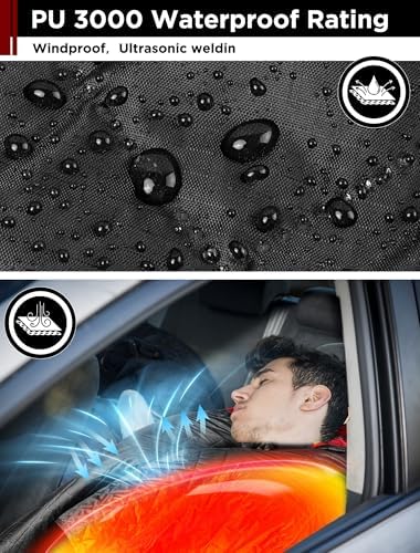Camping Blanket, 300gsm Skin-friendly Flannel Lining with Pillow Packaging, PU 3000 Waterproof, Windproof Outdoor Blanket for Car, Keep Warm, Blanket Hoodie for Gift, Black 6.6X4.6ft - Image 3