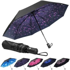 Travel Umbrella, Windproof Automatic Umbrella, 8 Ribs Compact Travel Folding Umbrella, Auto Open/Close, Portable Umbrella for Men&Women