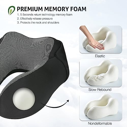 Travel Pillow for Neck Memory Foam, Hooded Travel Neck Pillow for Adults, Comfortable Neck Pillow for Travel with Hoodie, Flight Pillow, Airplane Pillow, Travel Cushion for Plane Car Train - Image 8