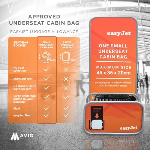 AVIO Wave Cabin Suitcase 45x36x20cm - Lightweight Double Wheel Luggage Bag, 2 Internal Pockets, Telescopic Handle 3 Heights, Durable ABS Hard Shell - Approved by Most Airlines - Image 8