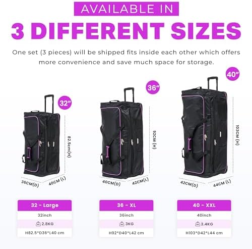 Skylark 32" Large Suitcase Lightweight Wheeled Duffle Bag Holdall Luggage Travel Bag 2.8kg 120L Black - Image 7